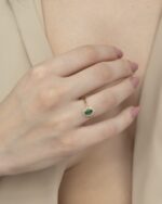 Classic Diamond Ring with Colored Stone - Image 2