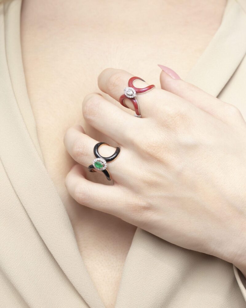 Daily Dazzle Diamond Ring with Emerald and Enamel - Image 3