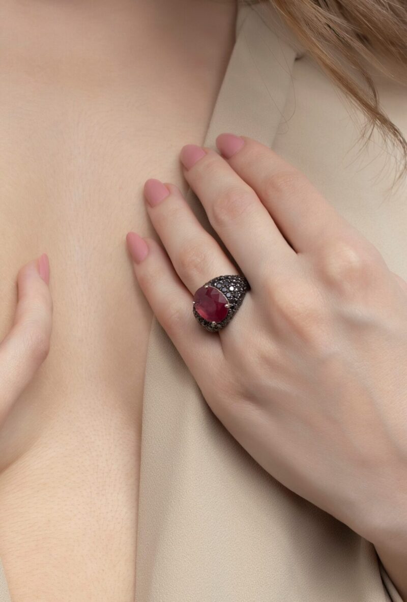 Daily Dazzle Fancy Diamond Ring with Ruby - Image 2