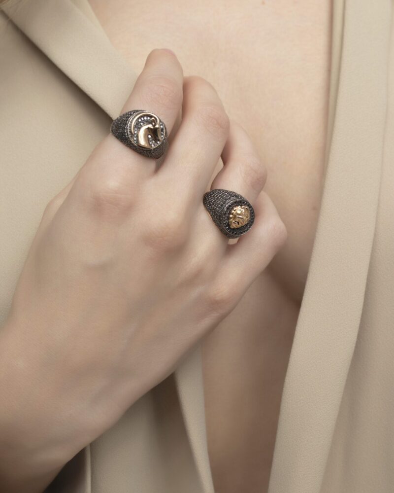 Zodiac Black Diamond Ring Lion - Image 2