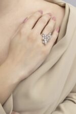 Classic Diamond Ring with Emerald-cut  Marquise and Pear - Image 3