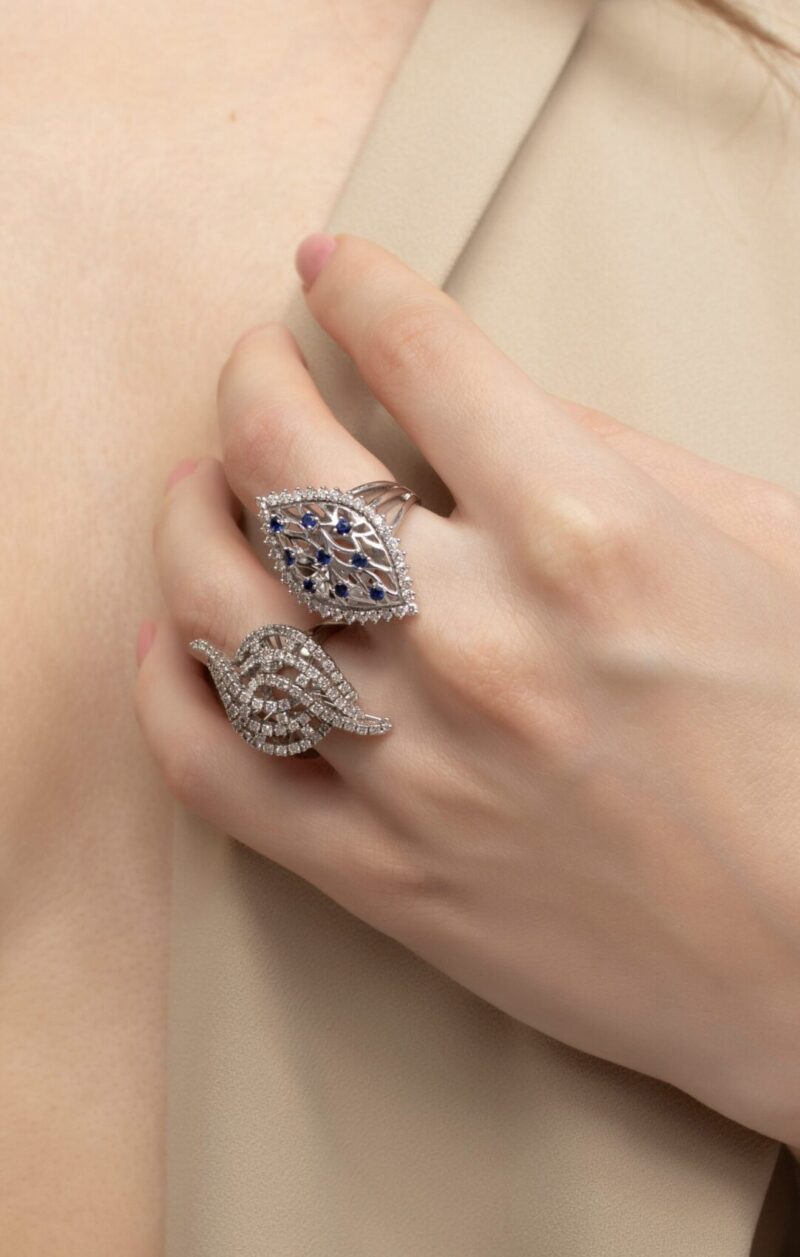 Classic Diamond Ring with Sapphire - Image 2