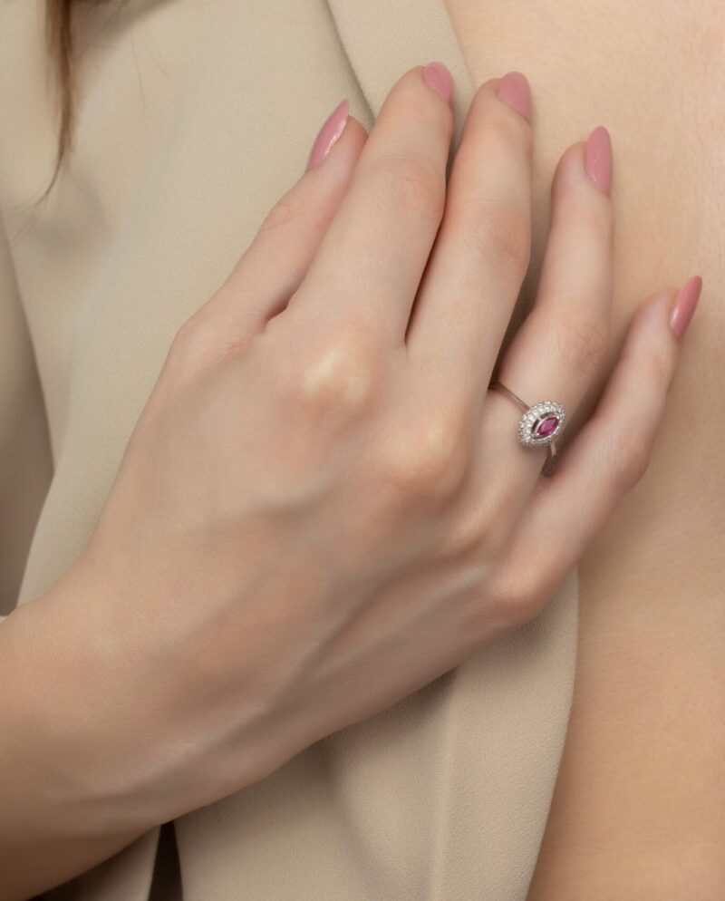Classic Diamond Ring with Ruby - Image 2