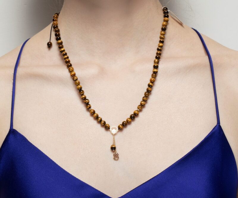 Initial Diamond Necklace with Precious Beads - Image 2