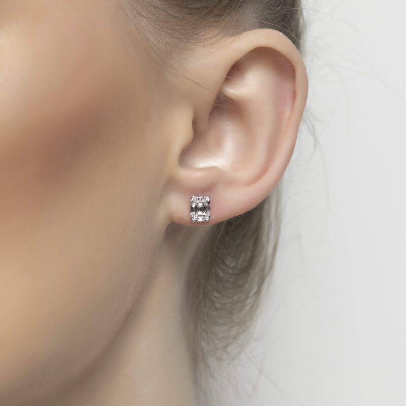 Classic Diamond Earrings with Baguette Diamond - Image 2