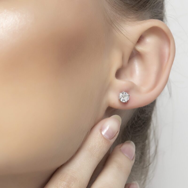 Classic Diamond Earrings Studs with Marquise and Princess - Image 2