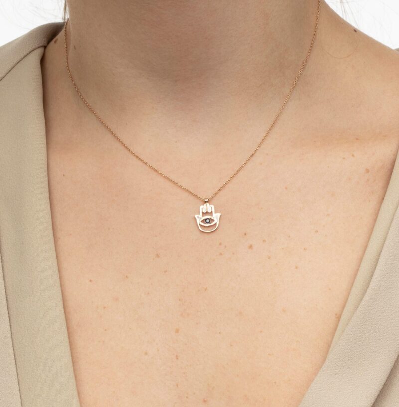 Religious Hand of Fatima Diamond Necklace - Image 3