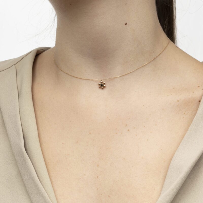 Daily Dazzle Flower  Diamond Necklace with Fancy Black Diamond - Image 2