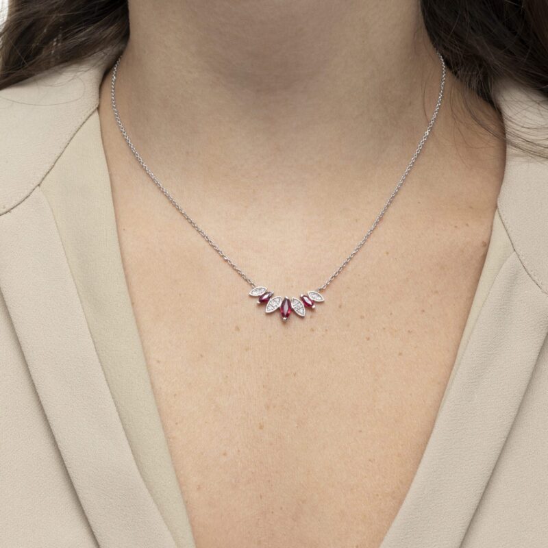 Classic Diamond Necklace with Ruby - Image 2