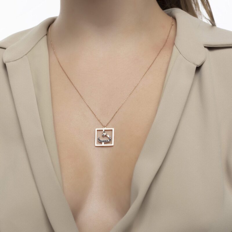 Initials Fancy Diamond Necklace C & S Arabic Letter - Image 2