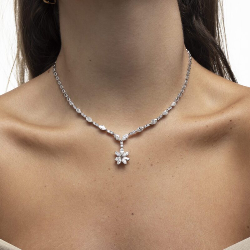 Classic Diamond Necklace with Marquise - Image 3