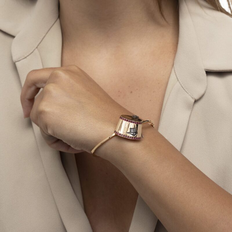Tarboush Diamond Bracelet with Ruby - Image 2