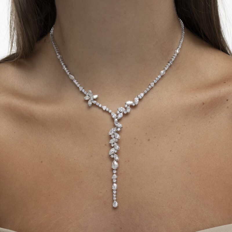 Classic Diamond Necklace with Marquise and Pear - Image 3