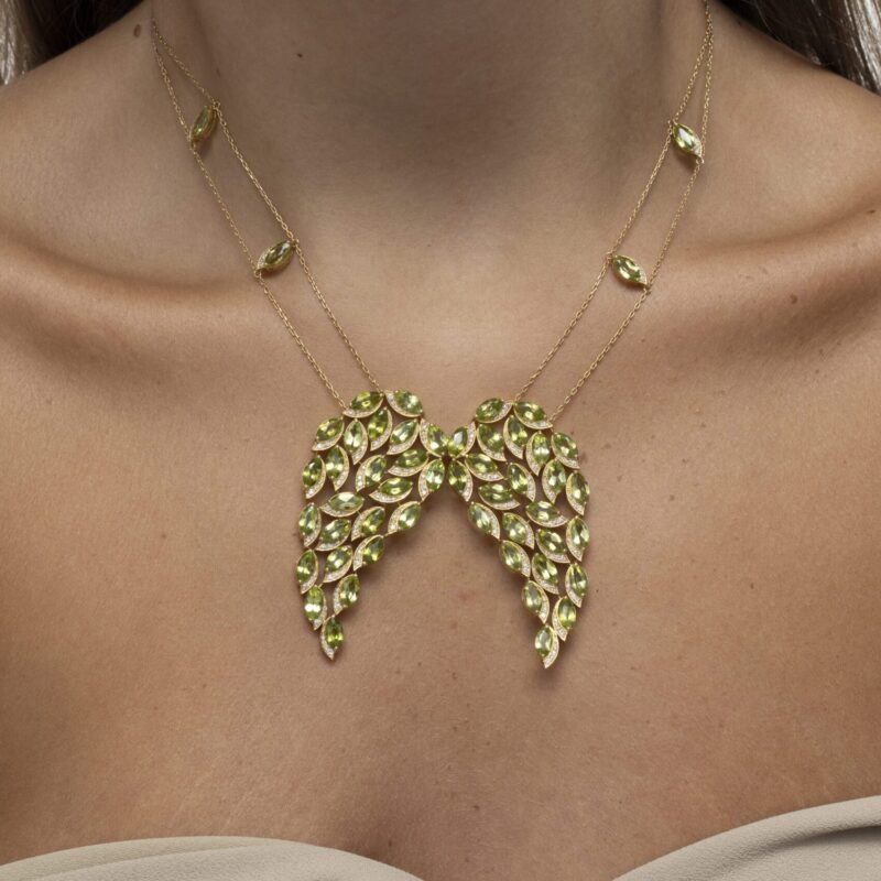 Fairy Taile Diamond Necklace Wings with Precious Colors - Image 2
