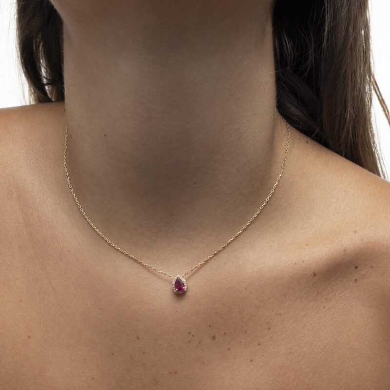 Classic Diamond Necklace with Ruby - Image 2