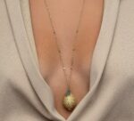 Exotic Summer Diamond Lemon Necklace with Sapphire and Emerald - Image 2