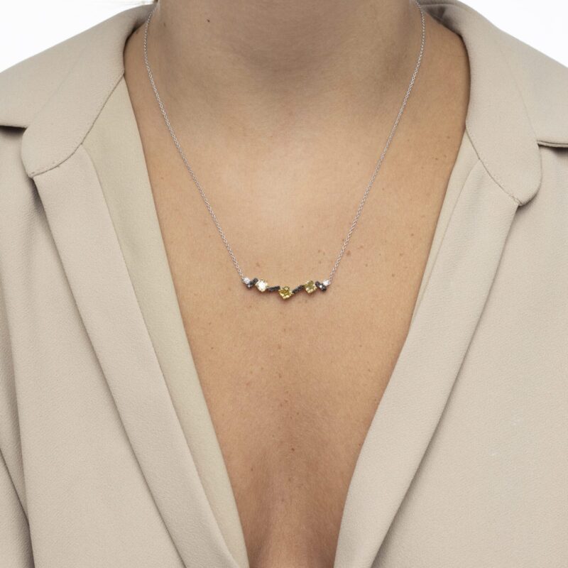 Daily Dazzle Diamond Necklace with fancy Black and Yellow - Image 2