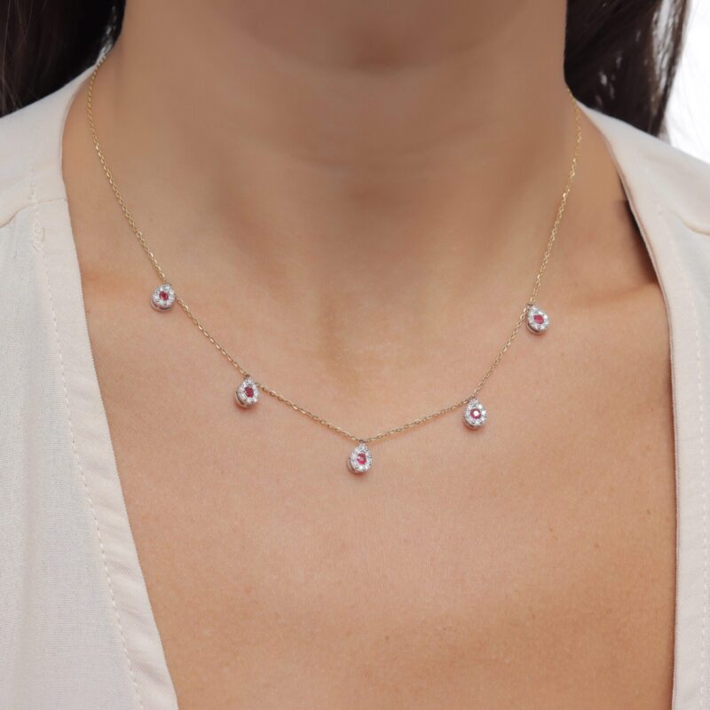 Daily Dazzle Diamond Necklace with Ruby - Image 2