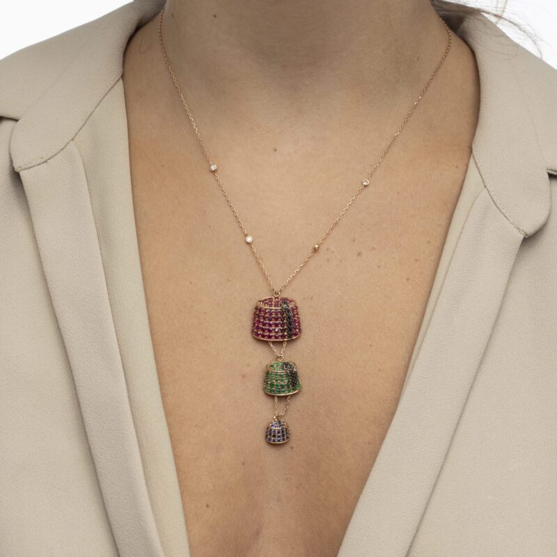 Tarboush Diamond Necklace with Diamond & Precious Stones - Image 3