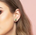 Light Diamond Earrings with Emerald - Image 3