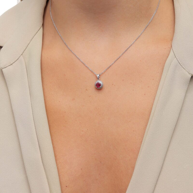 Classic Diamond Necklace with Ruby - Image 2