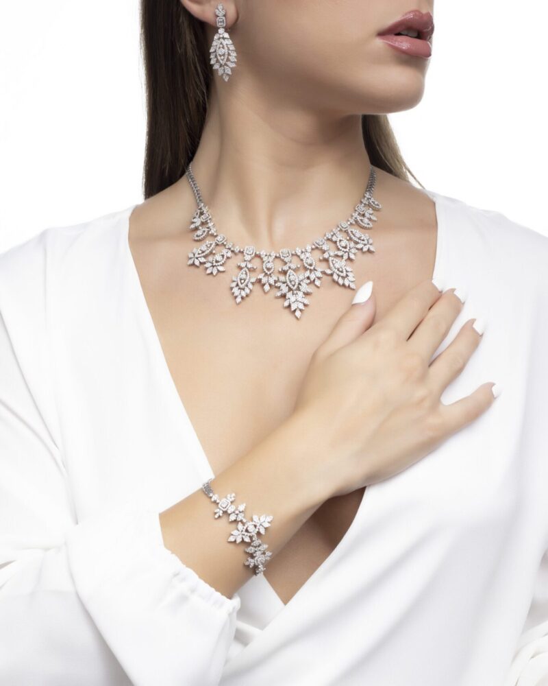 Bridal Diamond Necklace with Baguette - Image 3