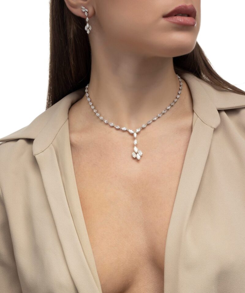 Classic Diamond Necklace with Marquise - Image 3