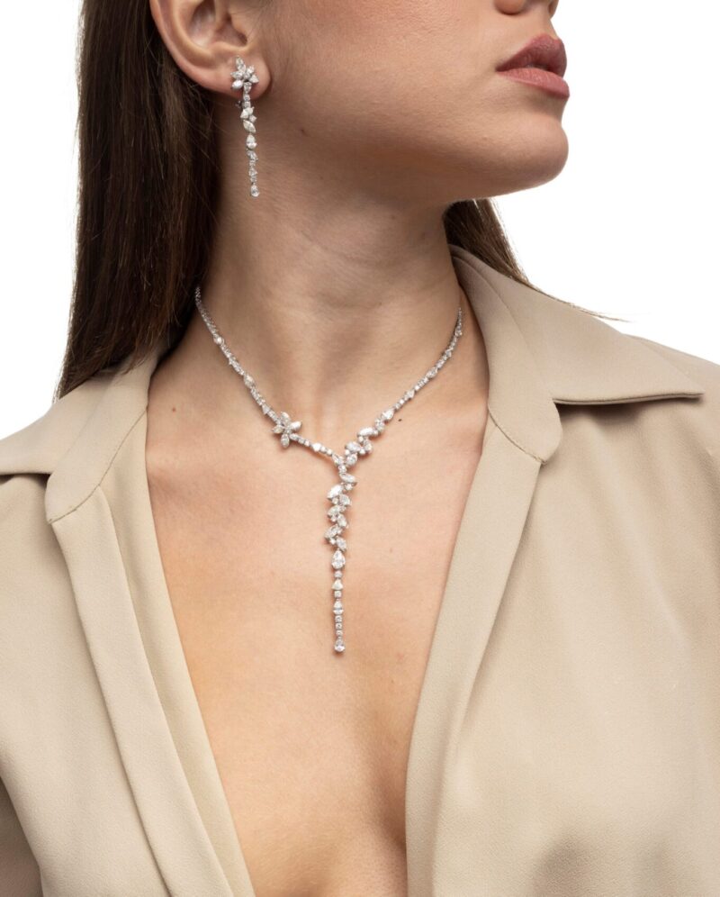 Classic Diamond Necklace with Marquise and Pear - Image 2