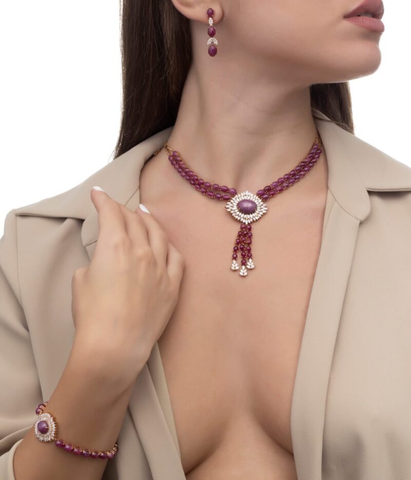 Classic Diamond Necklace with Ruby - Image 2