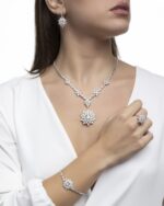 Classic Diamond Necklace with Colored Stones - Image 2