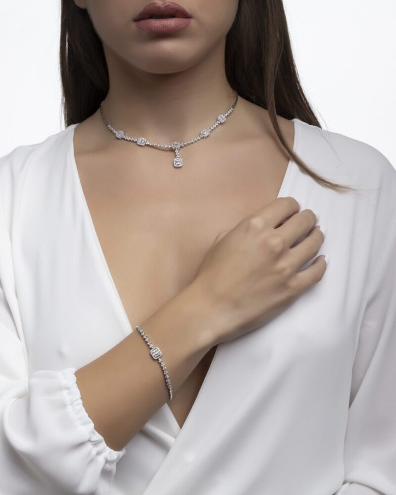 Classic  Diamond Necklace with Baguette - Image 2