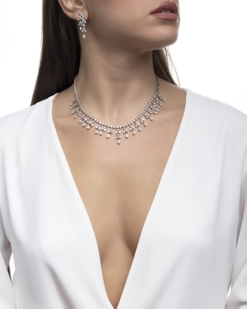 Classic Diamond Necklace with Pear and Baguette - Image 2