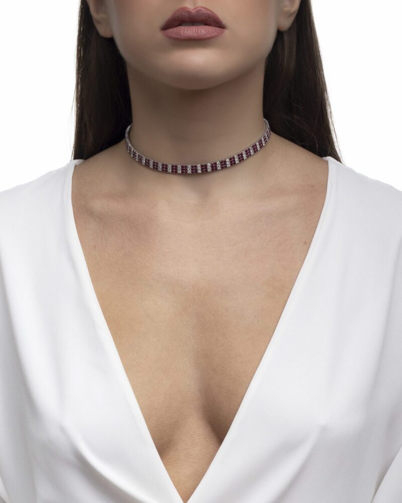 Daily Dazzle Diamond Choker Necklace with Ruby - Image 3