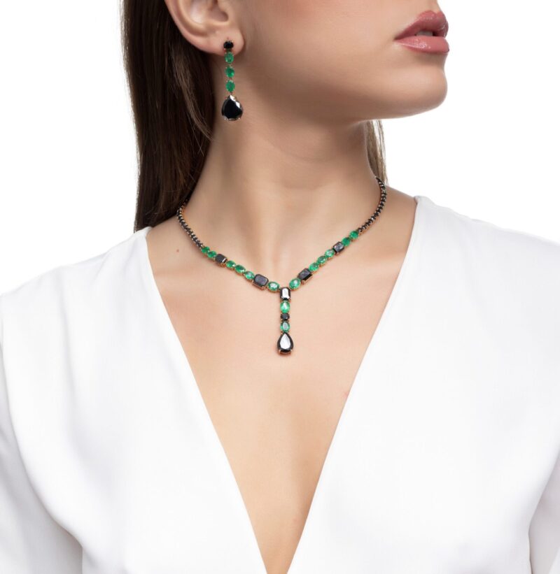 Daily Dazzle Fancy Diamond Earrings with Emerald - Image 2