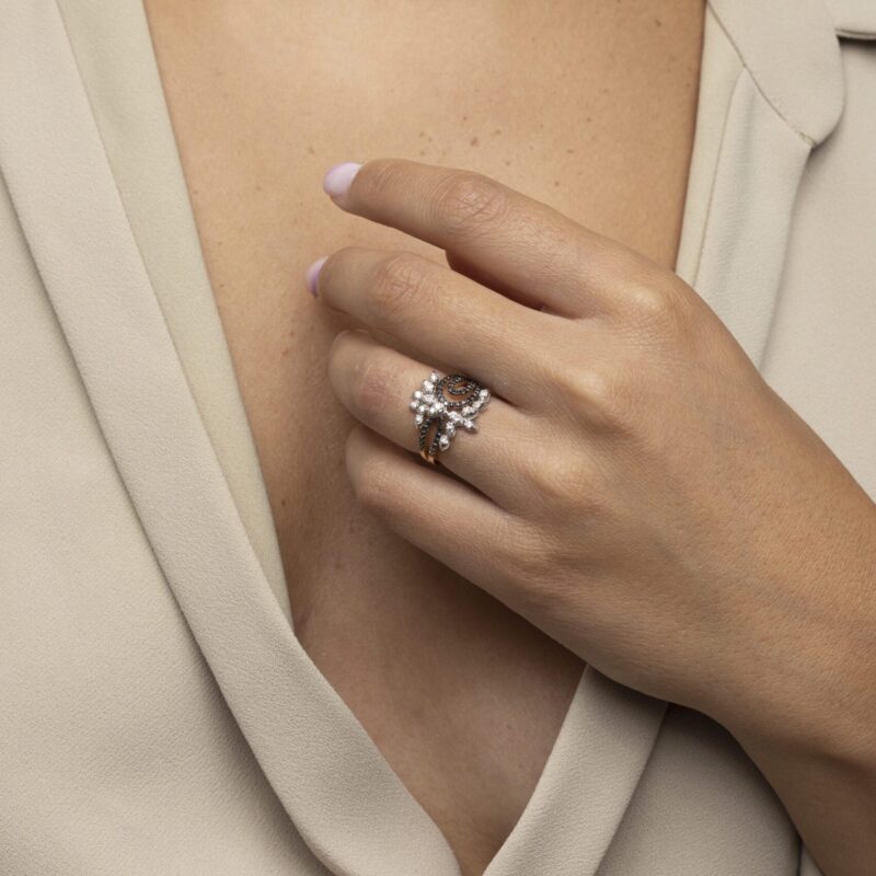Classic Diamond Ring with Fancy Black Diamond - Image 2