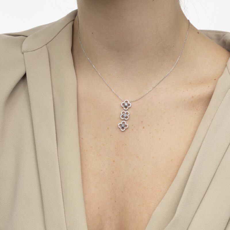 Daily Dazzle Flower  Diamond Necklace with Fancy Black Diamond - Image 3