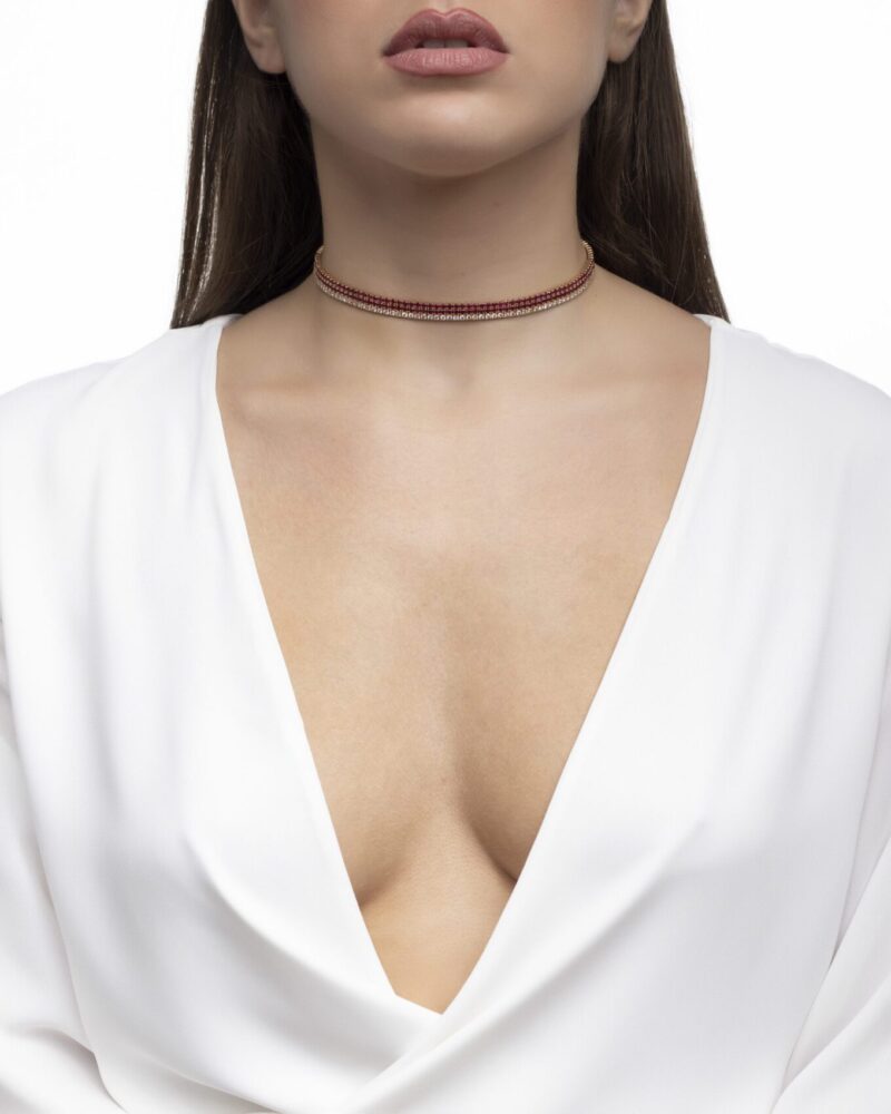 Daily Dazzle Diamond Choker Necklace with Ruby - Image 2