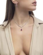 Classic Diamond Necklace with Ruby - Image 3