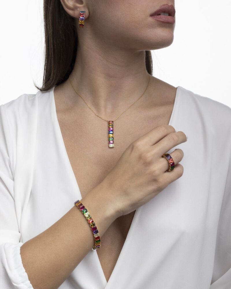 Daily Dazzle Earrings with Multicolor stones - Image 2