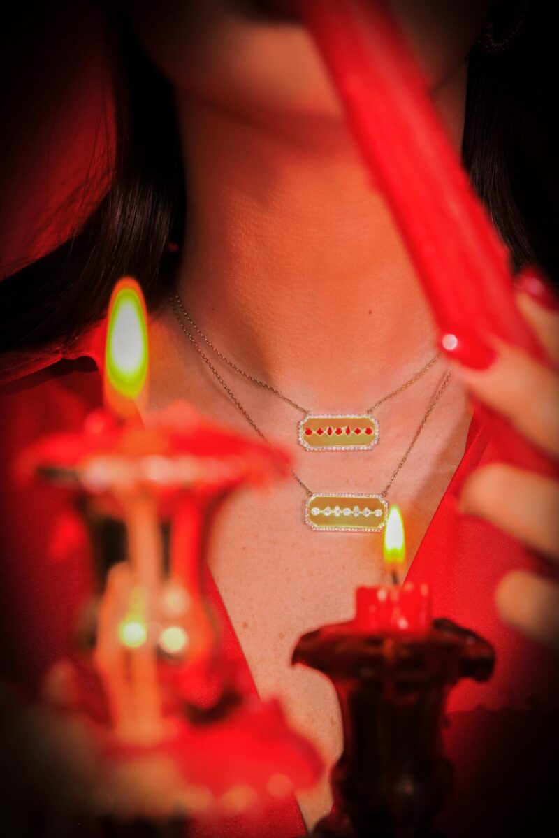 Daily Dazzle Diamond Necklace Blade with Ruby - Image 3