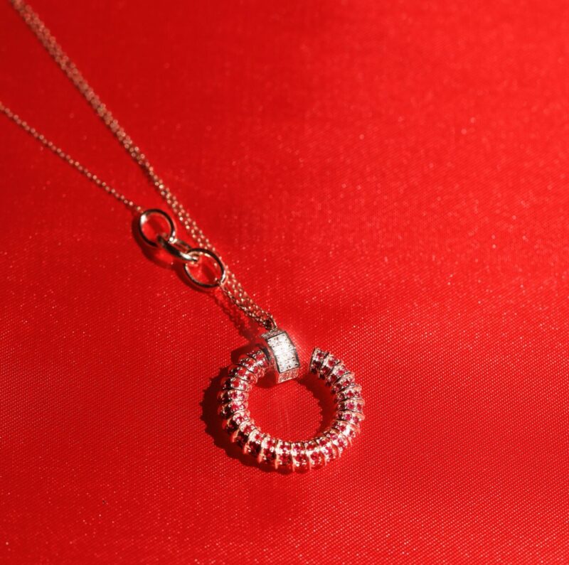 Screw Diamond Necklace with Ruby - Image 3