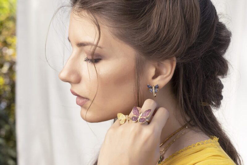 Butterfly Diamond Ring with Precious  stones - Image 3