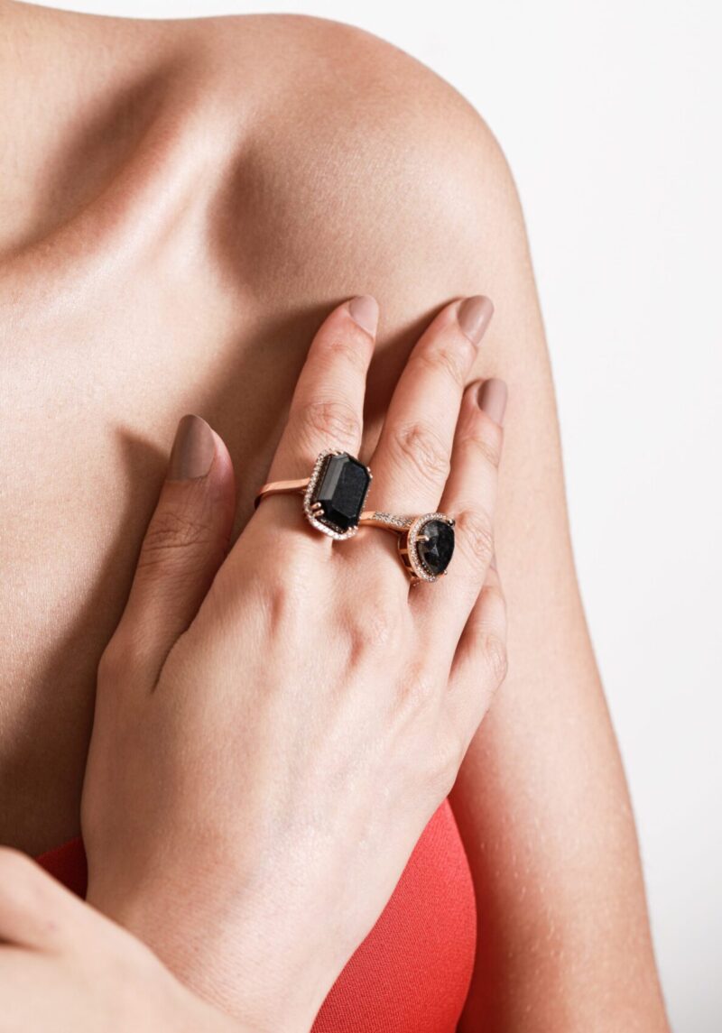Classic Diamond Ring with Fancy Black Diamond - Image 2