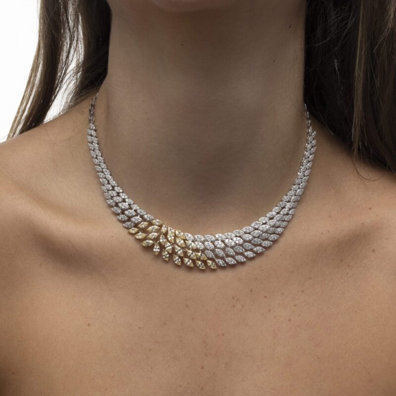 Bridal Diamond Necklace with Yellow Stones - Image 2