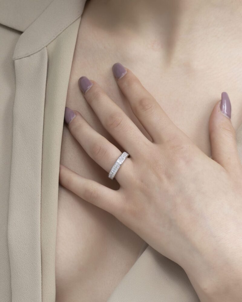 Wedding Band with Princess Diamond - Image 2
