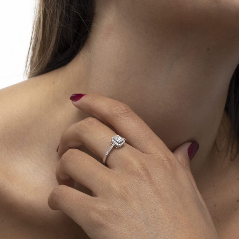 Classic Diamond Ring with Baguette Diamond - Image 2