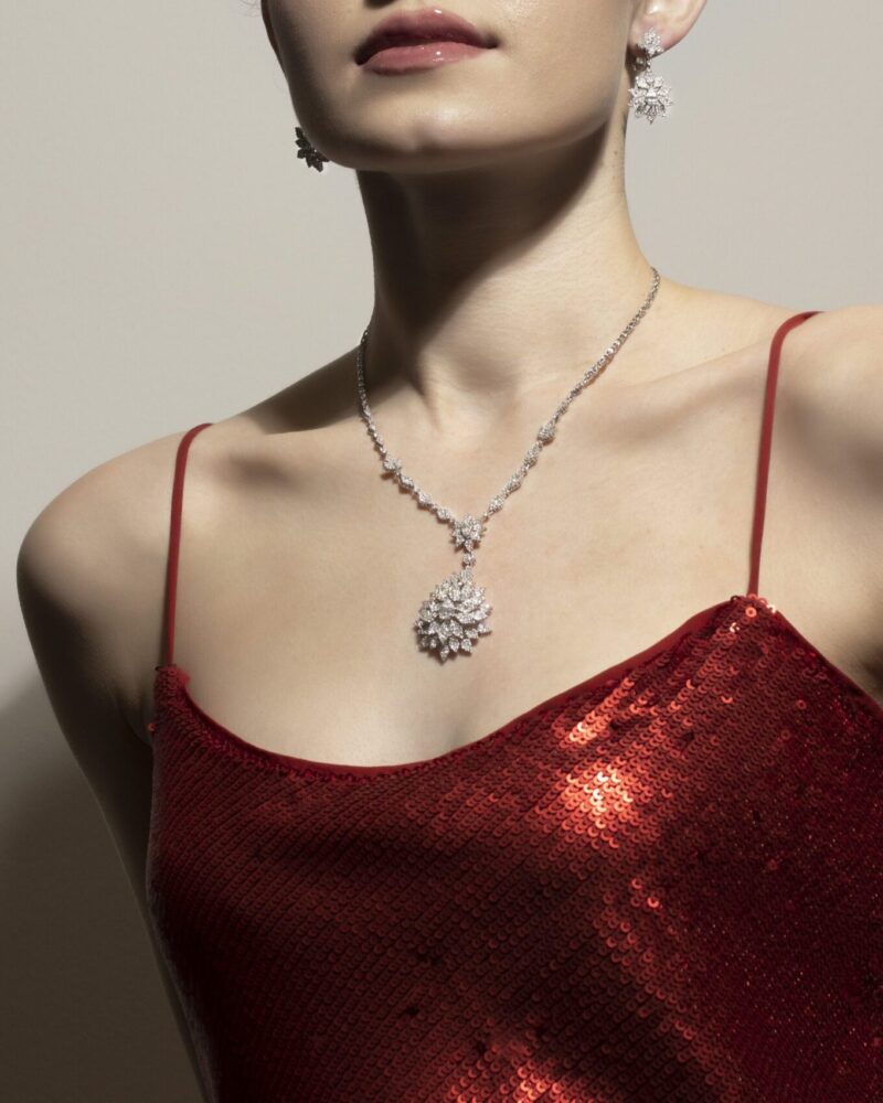 Bridal Diamond Necklace with Baguette - Image 3