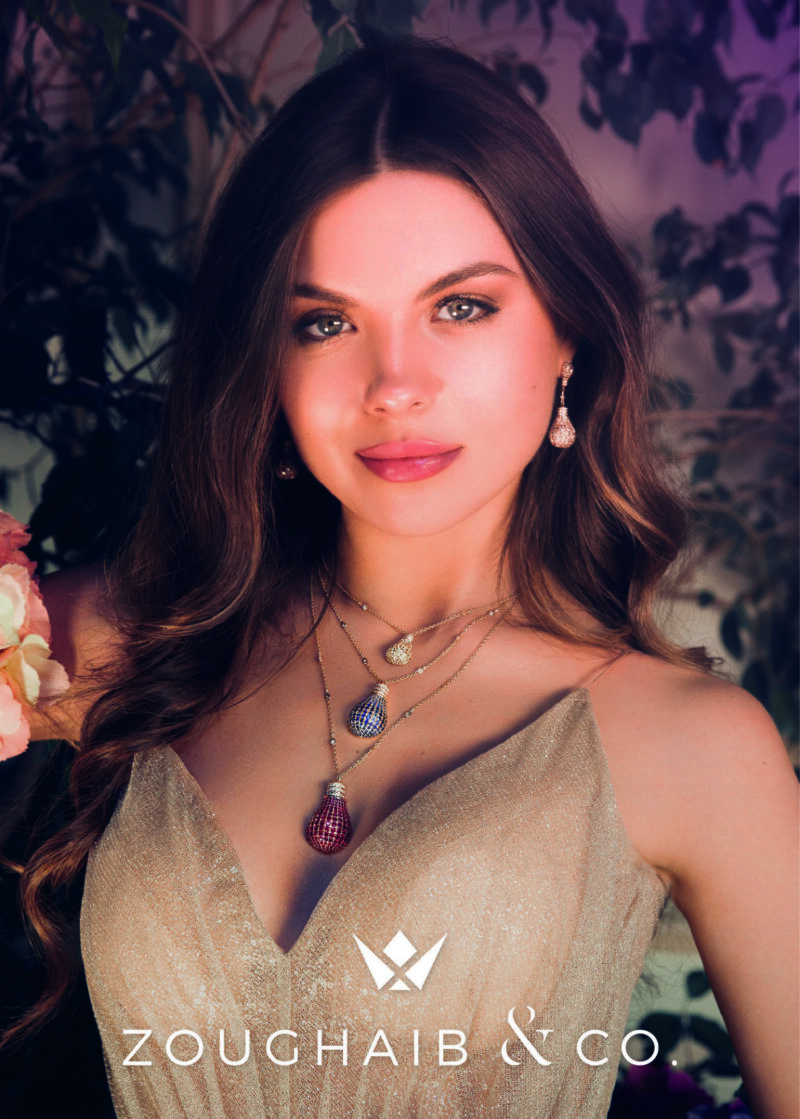 Light Diamond Necklace with Sapphire - Image 3