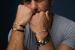 Men Arrow Gold Bracelet with Precious Beads - Image 2