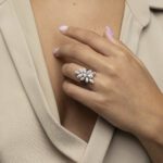 Classic Diamond Ring with Marquise  Pear and Black Diamond - Image 2
